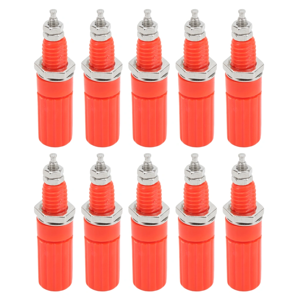 10Pcs M3 Terminal 4mm Banana Jack Socket Screw Panel Jack Terminal Plug for Electronic EquipmentRed