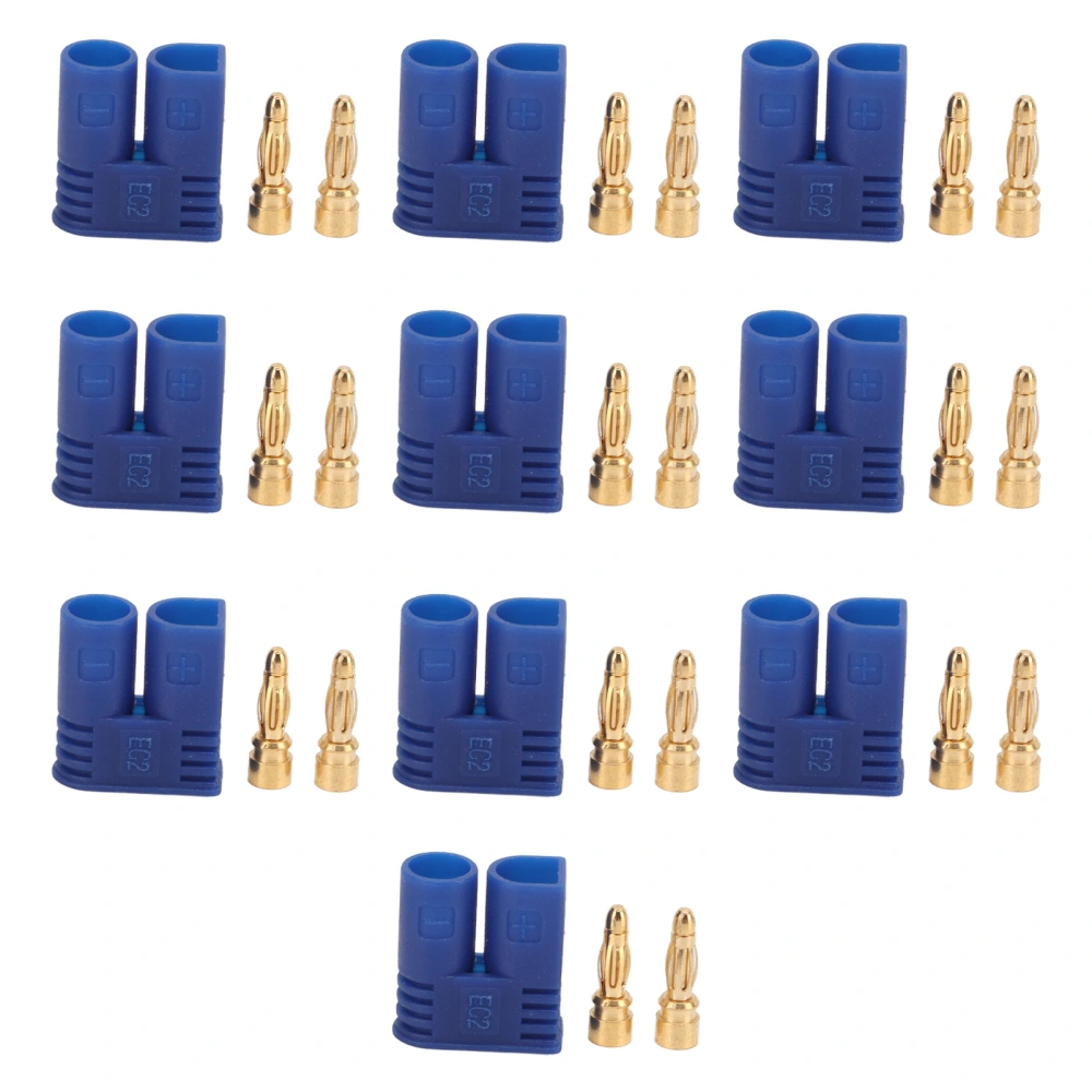 13.020 EC2 2mm Gold Banana Connector Male Plug with Housing Sheath RC Battery Replacement