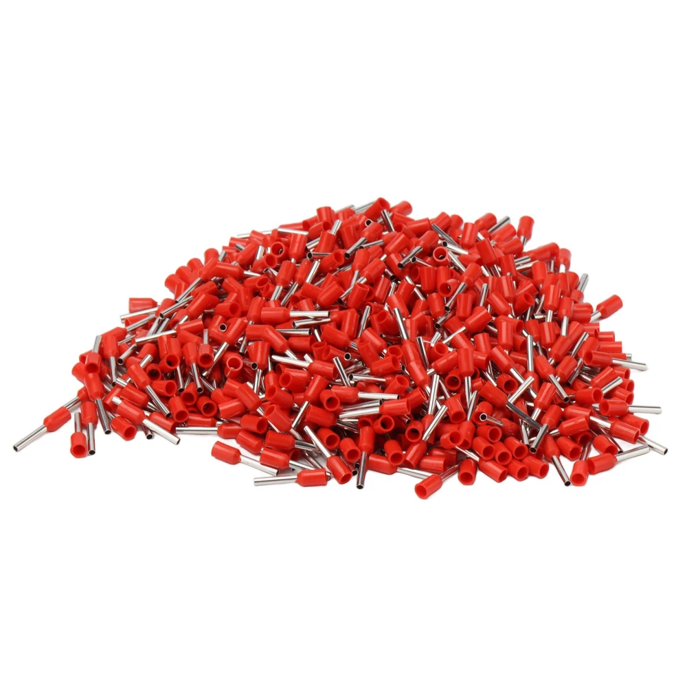 1000Pcs Insulated Pin Cord End Terminal Copper PVC Pre Insulated Terminals for Transportation LightingE1010