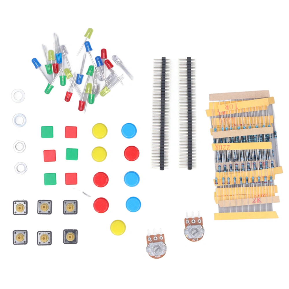 Electronics Components Kit Resistors LEDs Switch Potentiometer Compatible with for Raspberry Pi