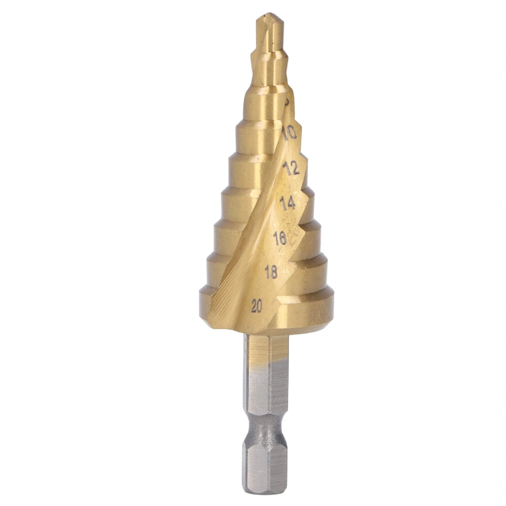 Step Drill Bit High Speed Steel Spiral Flute Cone Centering Drilling Tool with Hex Shank 4‑20mm