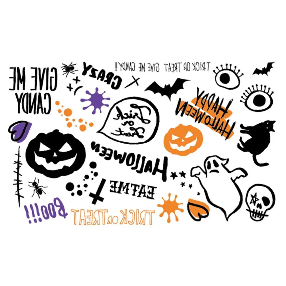 Halloween Temporary Tattoo Sticker Halloween Party Supplies Waterproof Pumpkin Tattoo Decals for Ears Ankles and Back