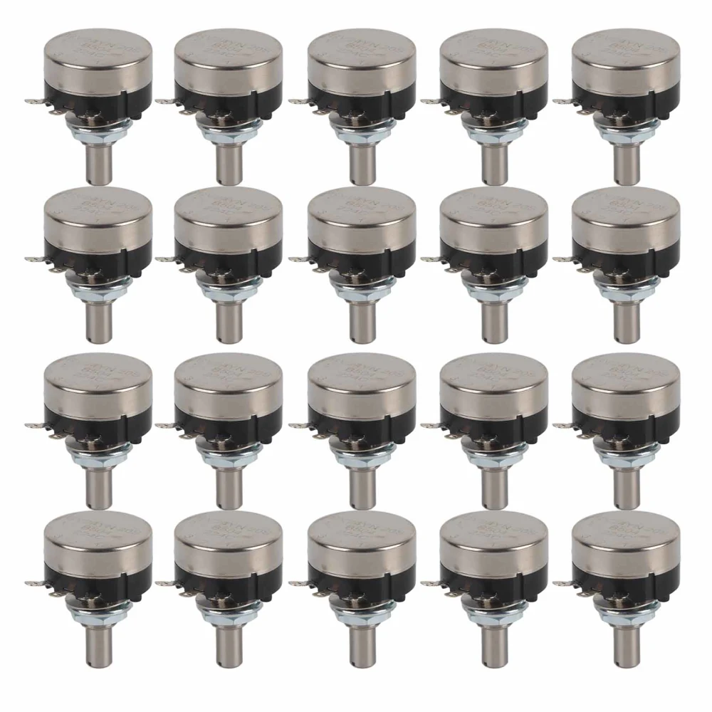 20Pcs Potentiometer Carbon Film Single Turn Accessory Set Kit for Motor Speed ControlB504 500K