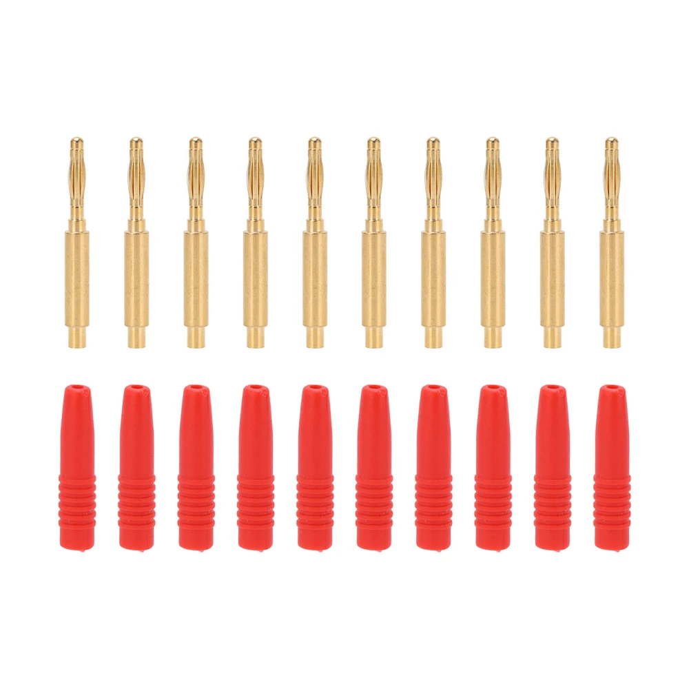 10pcs Banana Plugs Gold Plated 2mm Male Connector Insulated Metal Plugs with Housing for Testing EquipmentRed