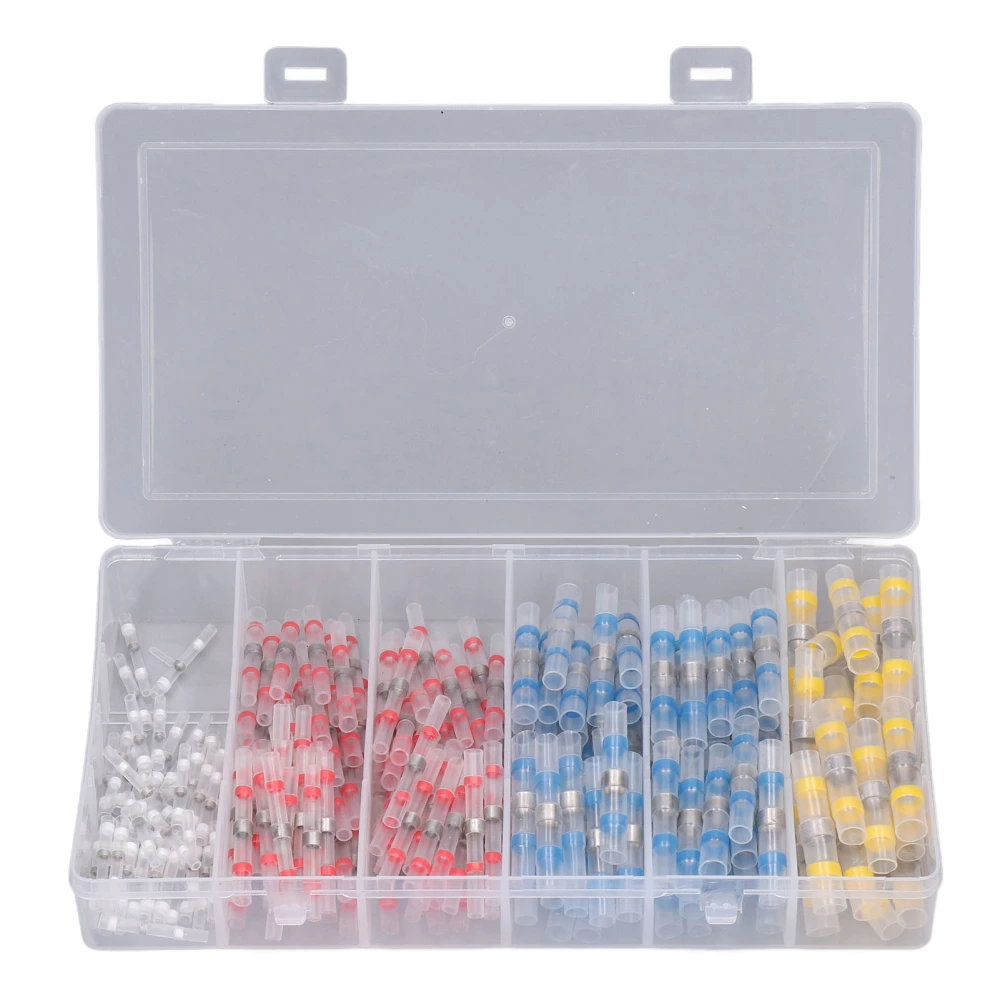 200Pcs Heat Shrink Wire Connector Butt Crimp Terminal Waterproof Insulated Set Kit