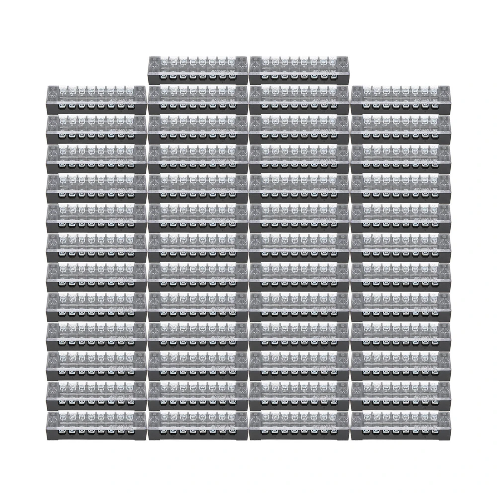 50PCS TB‑1508L Dual Row Terminal Block Strip 15A 600V 8 Section Fixed Wiring Board Wire Connector Terminal Block