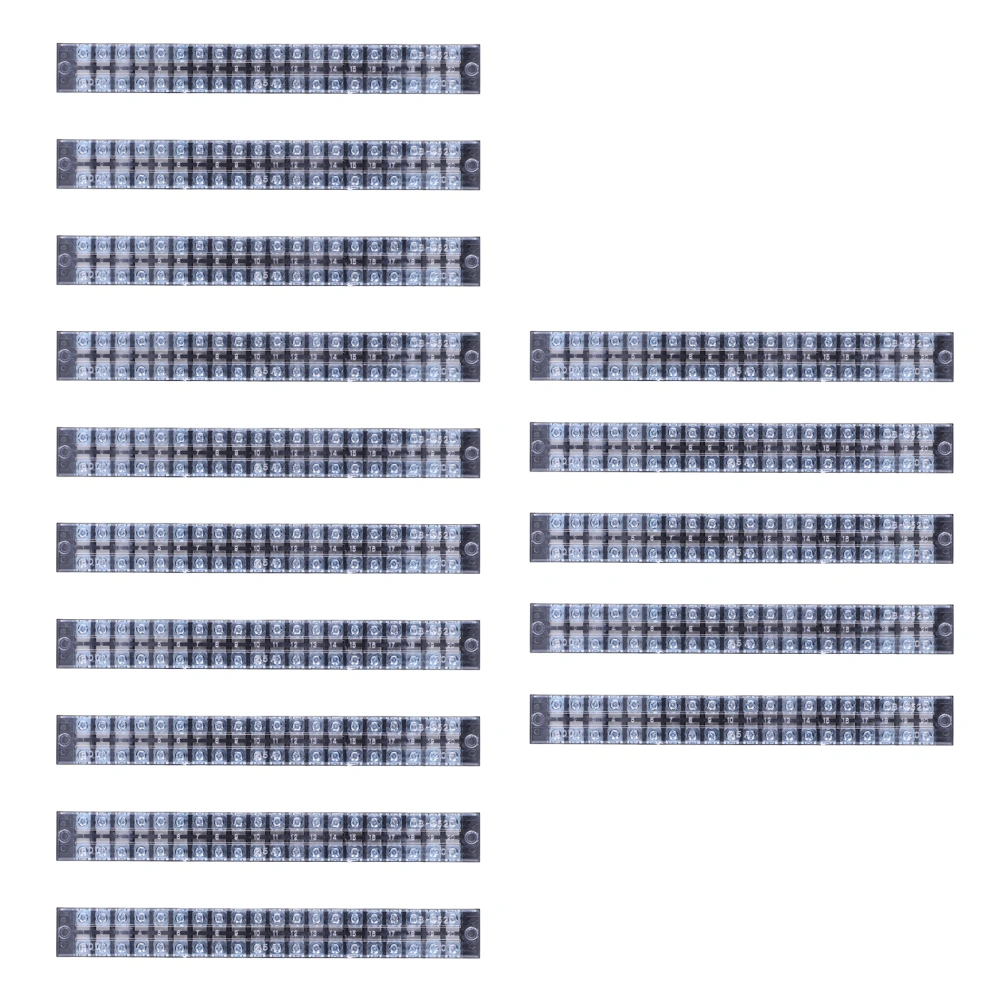 15pcs TB‑2520 Terminal Block 20 Position Dual Row 600V 25A Screw Terminal Strip Blocks