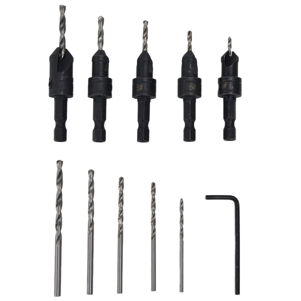 11Pcs Countersink Drill Bit Set Woodworking Fast Change Chamfer Adjustable Drilling Tools