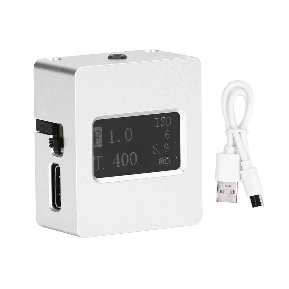 Camera Light Meter Upper Reflection Photometer Cold Hot Shoe Fixing with USB Cable HY‑201XSilver White