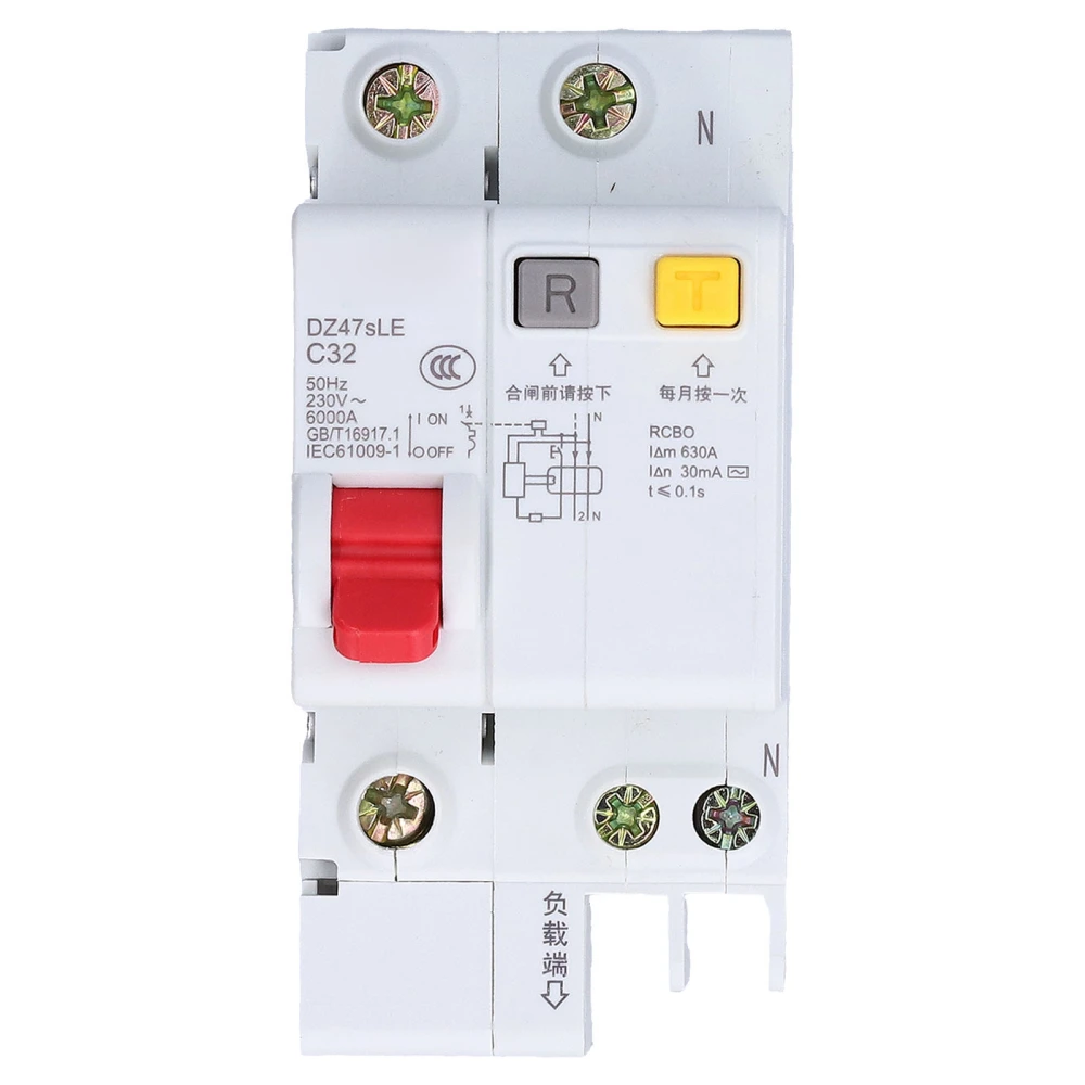 Miniature Circuit Breaker Residual Current Isolator DIN Rail Mount 32A 1P+N DZ47sLE C32