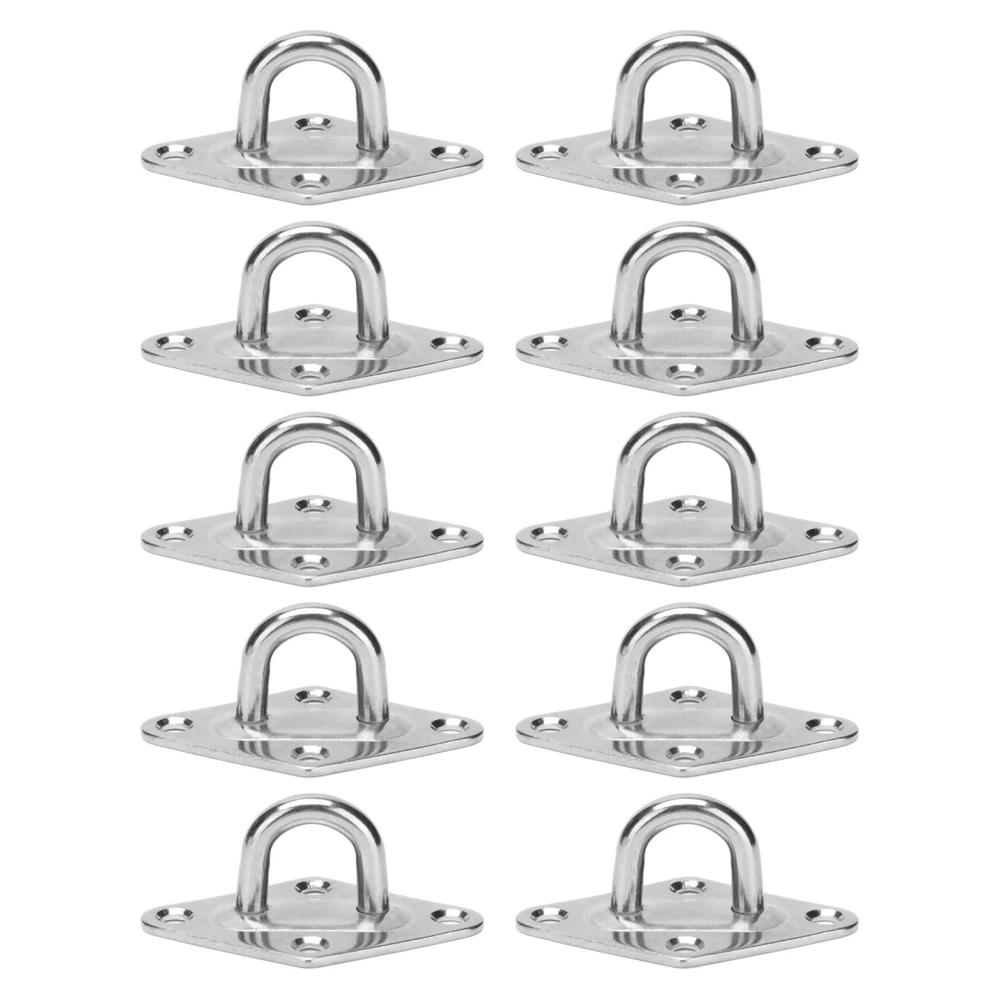 10Pcs Eye Plate 316 Stainless Steel Heavy Duty Suspension Pad Hammock Hooks Marine Fixed BuckleDia 6mm