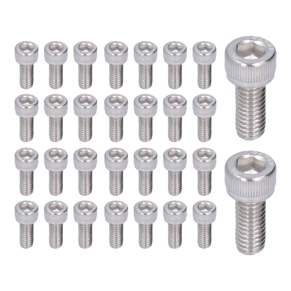 30Pcs Hex Bolt Socket Cap Head Screw A2‑70 304 Stainless Steel Marine Grade Fastener HardwareM6x35