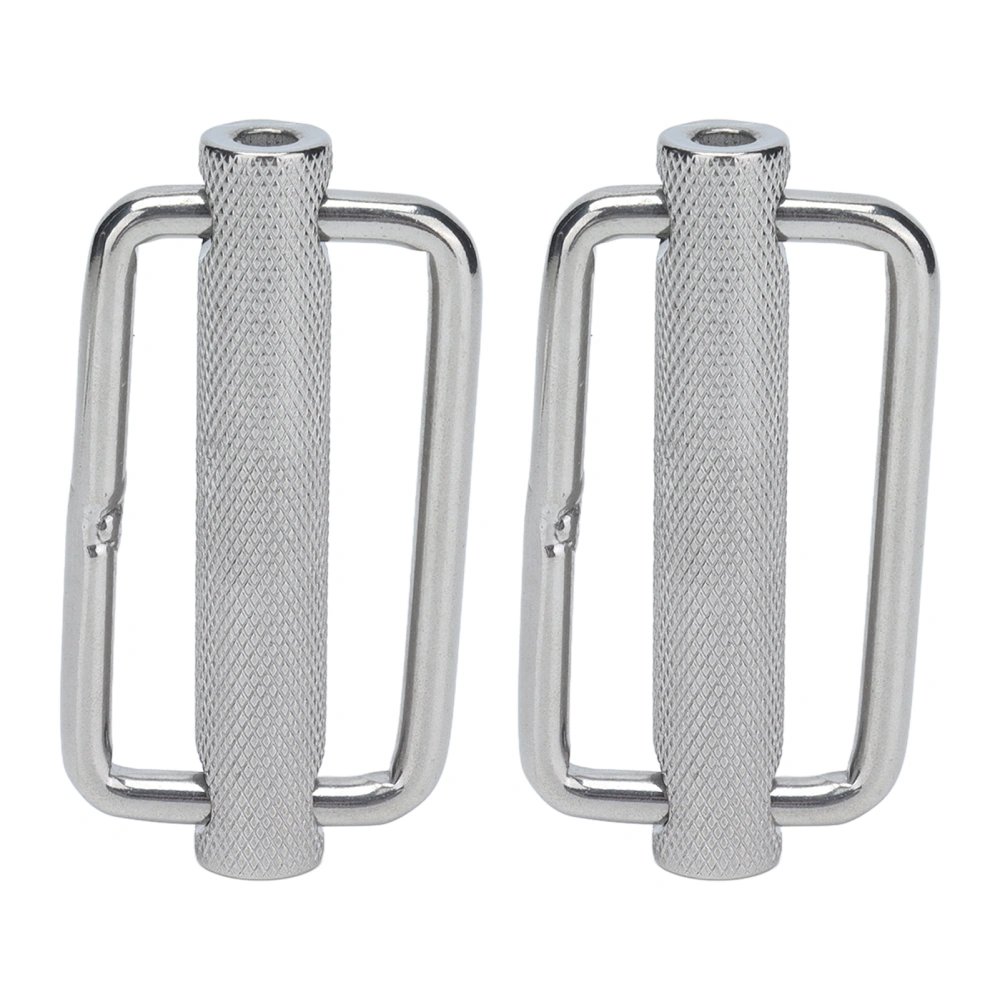 2Pcs Slide Buckle 316 Stainless Steel Rectangle Adjustable Knurled Roller Belt Buckles50mm