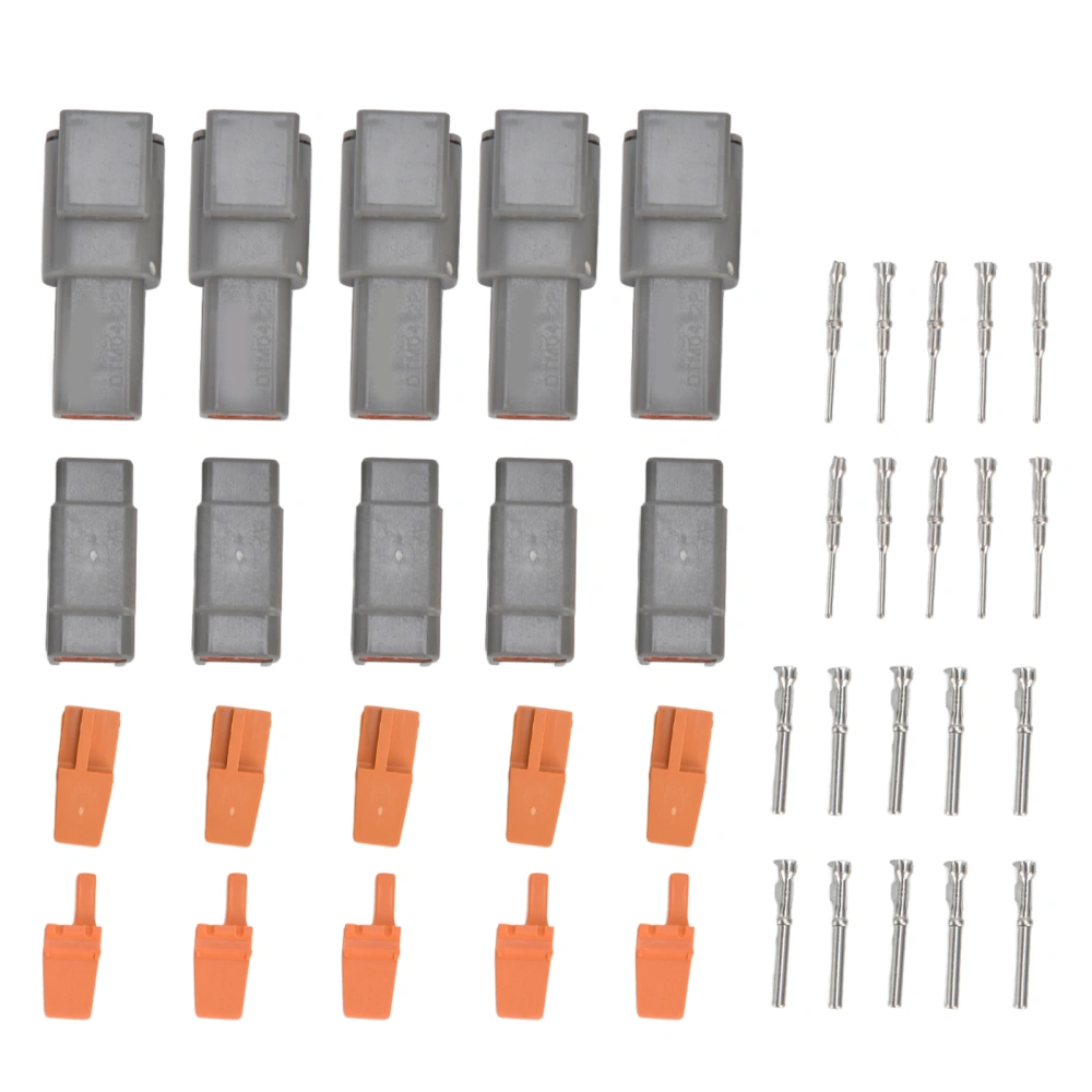 5 Sets Waterproof Connectors 2 Pin Electrical DTM Connector Kits with Terminals Connector Inserts for Home Industry