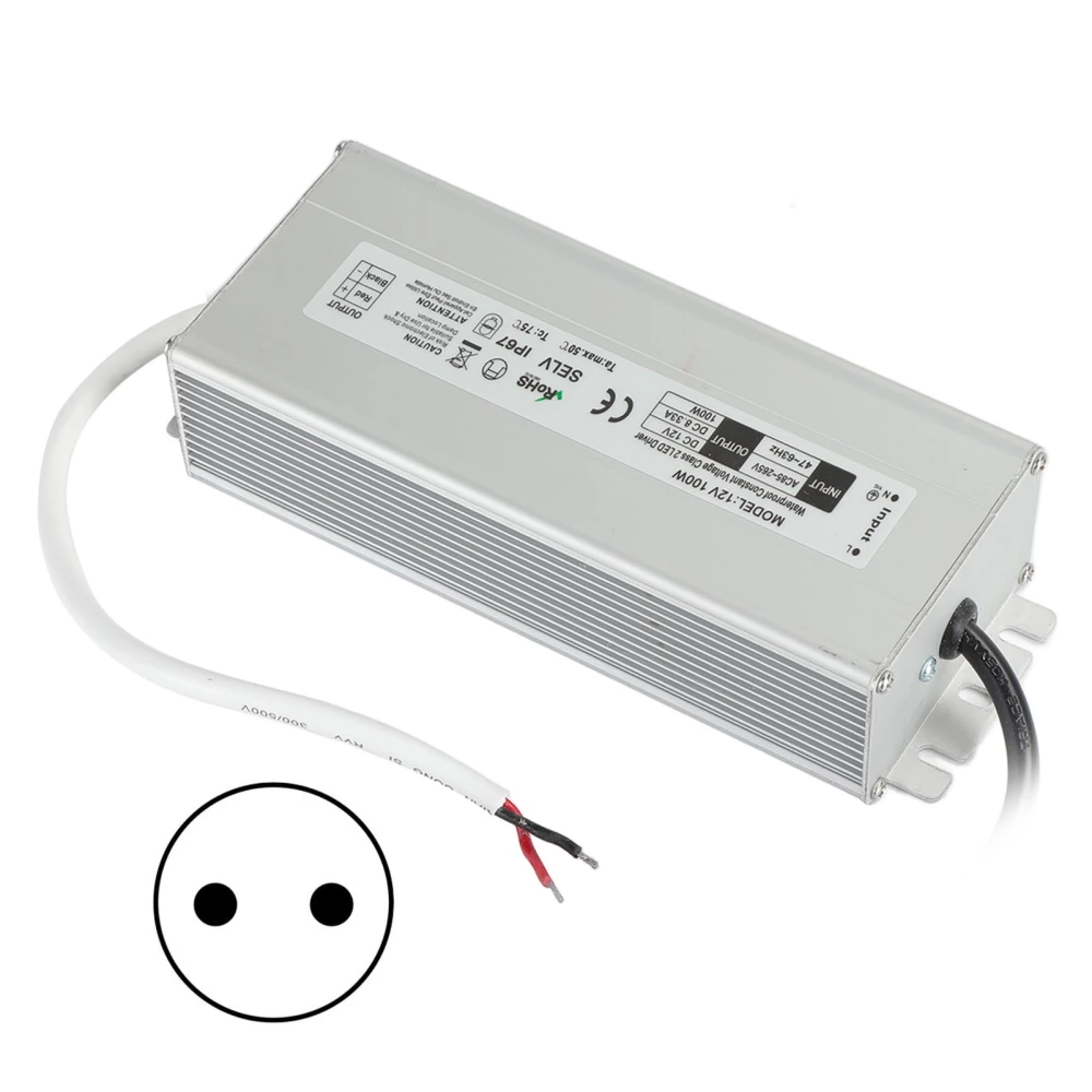 Waterproof IP67 Power Supply High Efficiency Small Size Safety Protection LED Power Supply AC 100‑265VEU Plug Output 12V