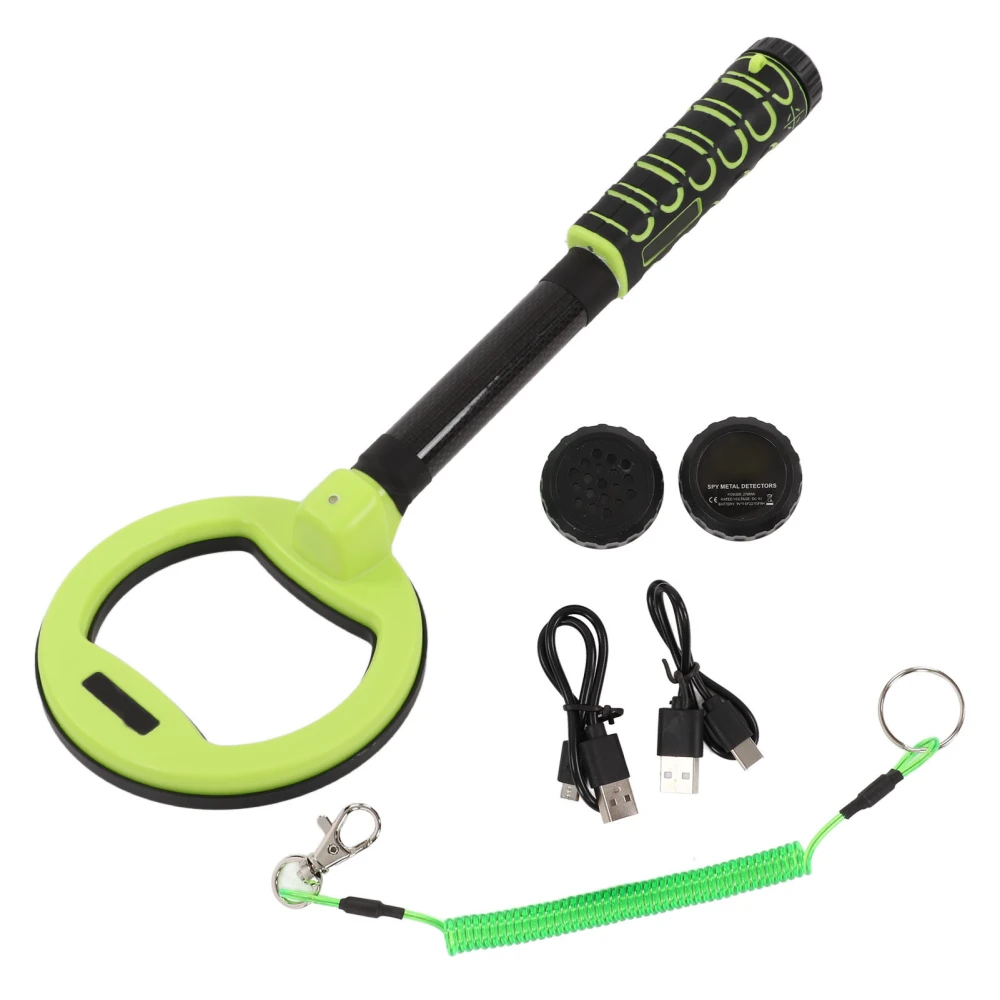 LED Metal Detector Round Head and Short Rod Handheld Metal Detector IP68 Waterproof for Outdoor ActivityGreen