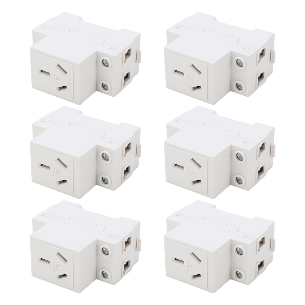 6PCS Modular Socket Guide Rail Power Socket 3 Hole Industrial Power Outlet for Electric Appliance