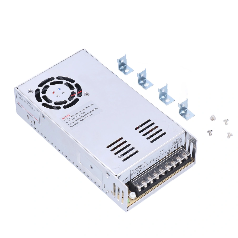 DC Switching Power Supply with Clips Aluminum Alloy Shell 400W for Voltage Conversion 115‑230VACS‑400‑5 5V/60A