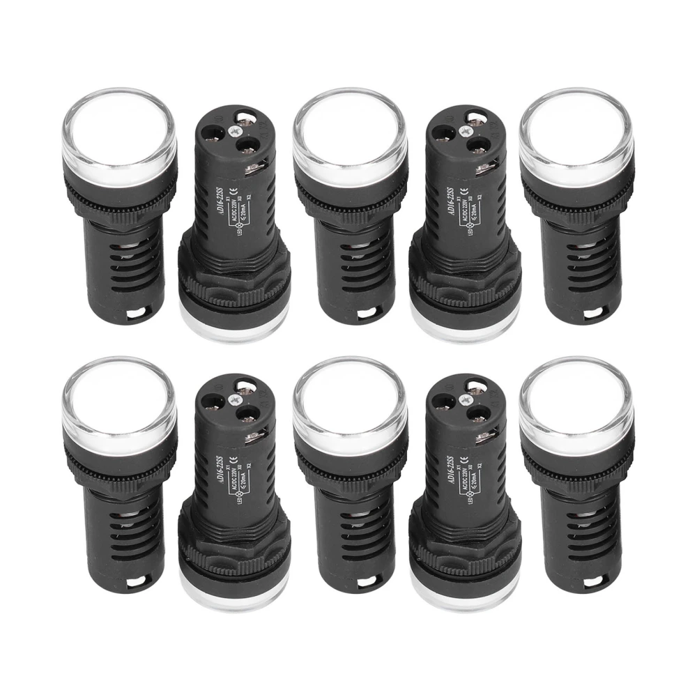 10Pcs Energy Saving Indicator Light Red Green LED Power Electronic Indicators for Motors220V(AC DC)