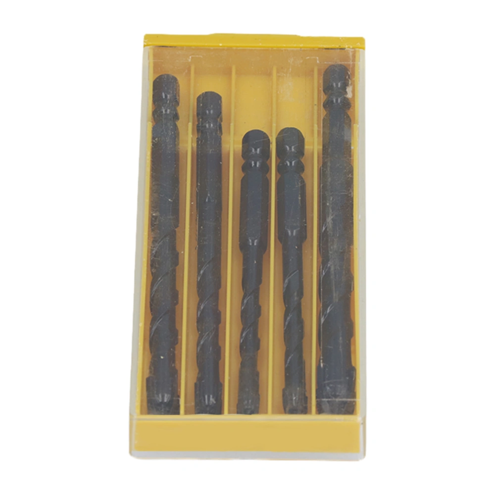 5Pcs Drill Bit Cross Spear Head Hex Shank Drilling Tool Set Kit for Tile Concrete GlassBlack