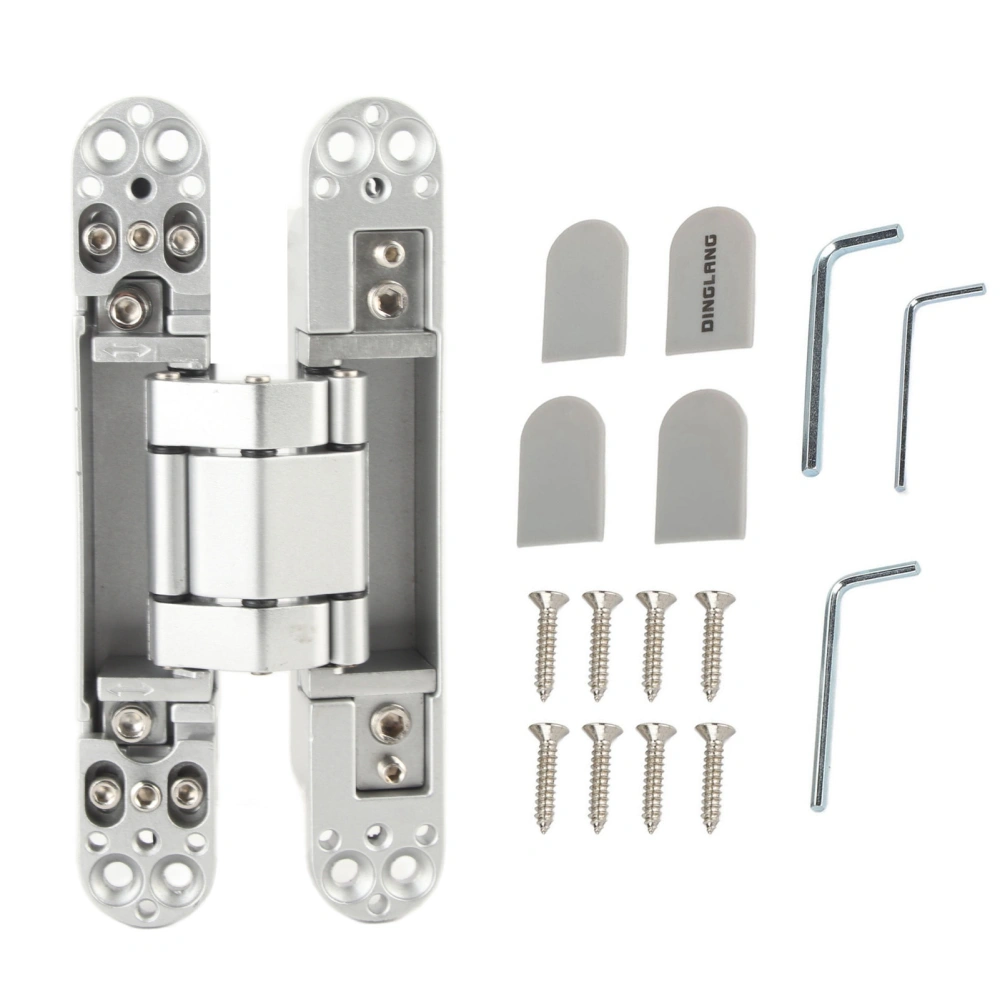 Door Hinges Adjustable 180 Degrees Opening Angle 3D Folding Door Hinge with Hex Wrench Screws for Wooden Door 40kgSilver