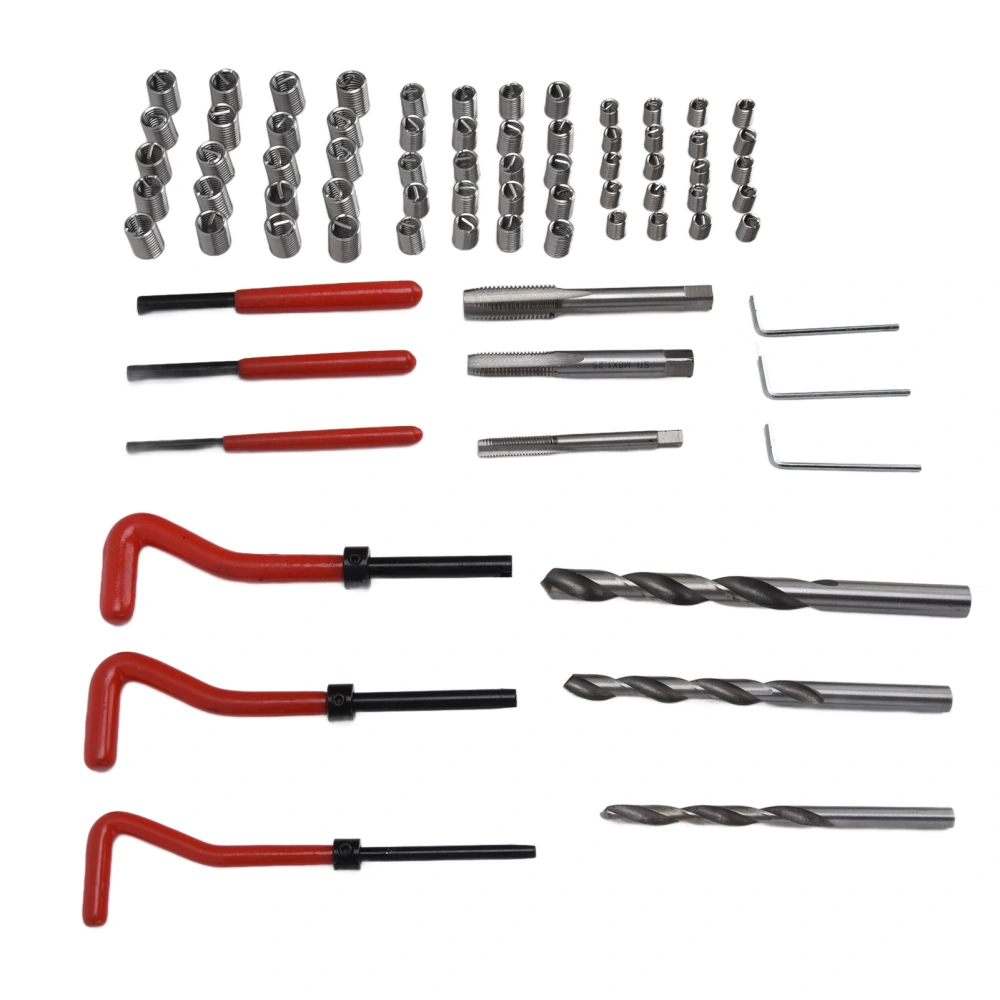 75Pcs Thread Repair Kit Restore Tool Spanner Wrench Twist Drill Bit Set M6x1.0 M8x1.25 M10x1.5