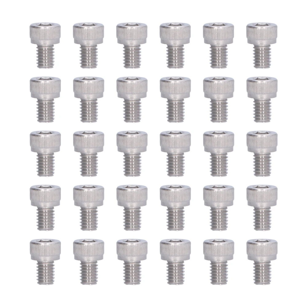 30Pcs M6 Screw Bolts 304 Stainless Steel A2‑70 Hex Socket Cap Cylinder Head Bolt Set DIN 912M6x8