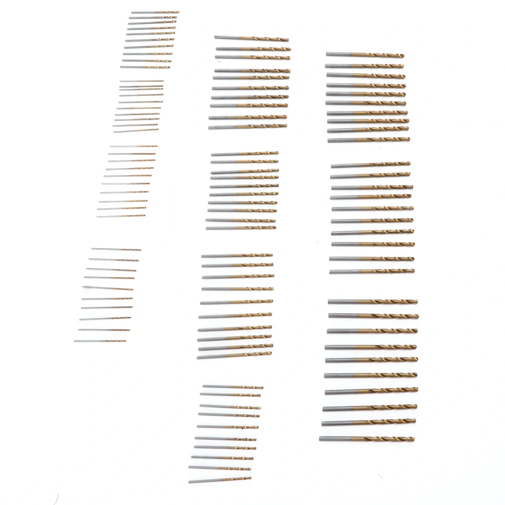 100 Pcs Twist Drill Bit Set WearResistance Titanium Plated Twist Drill Combination for Wood Metal Steel