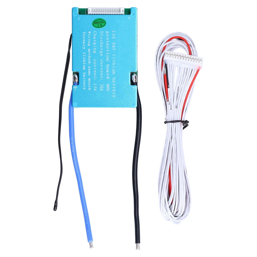 14S 48V Lithium Battery Protection Board Ternary BMS Charging Equilibrium Module with Cable30A Discharge 15A Charge