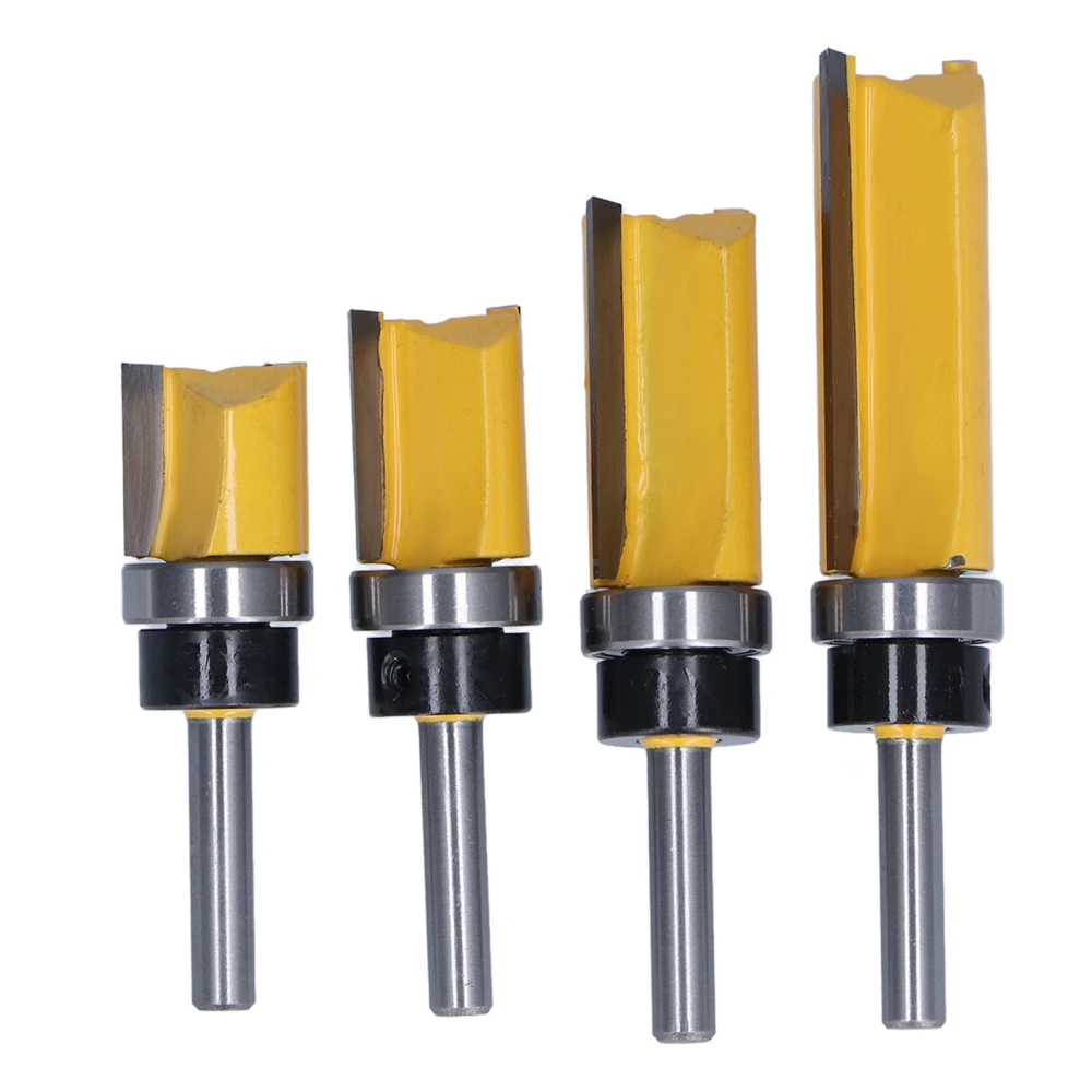 4Pcs Flush Trim Router Bit Pattern Straight Bearing Milling Cutter 19mm Diameter 1/4in Shank