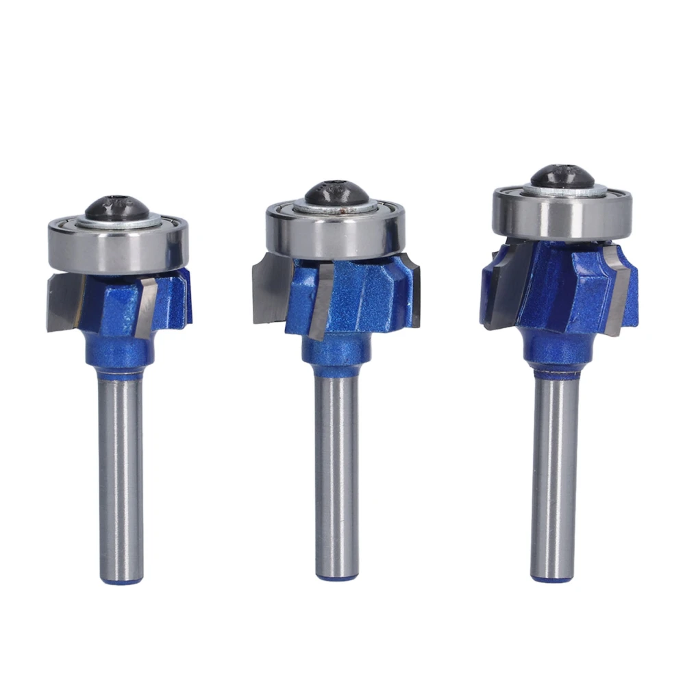 3Pcs Roundover Edging Router Bit 1/4in Shank 4 Tooth Round Routers Bits for Woodworking