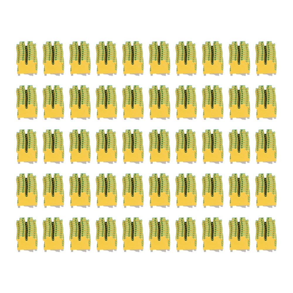 50Pcs Grounding Terminal Pure Copper DIN Rail Mounted Earth Terminal Block Yellow Green TYP USLKG‑3