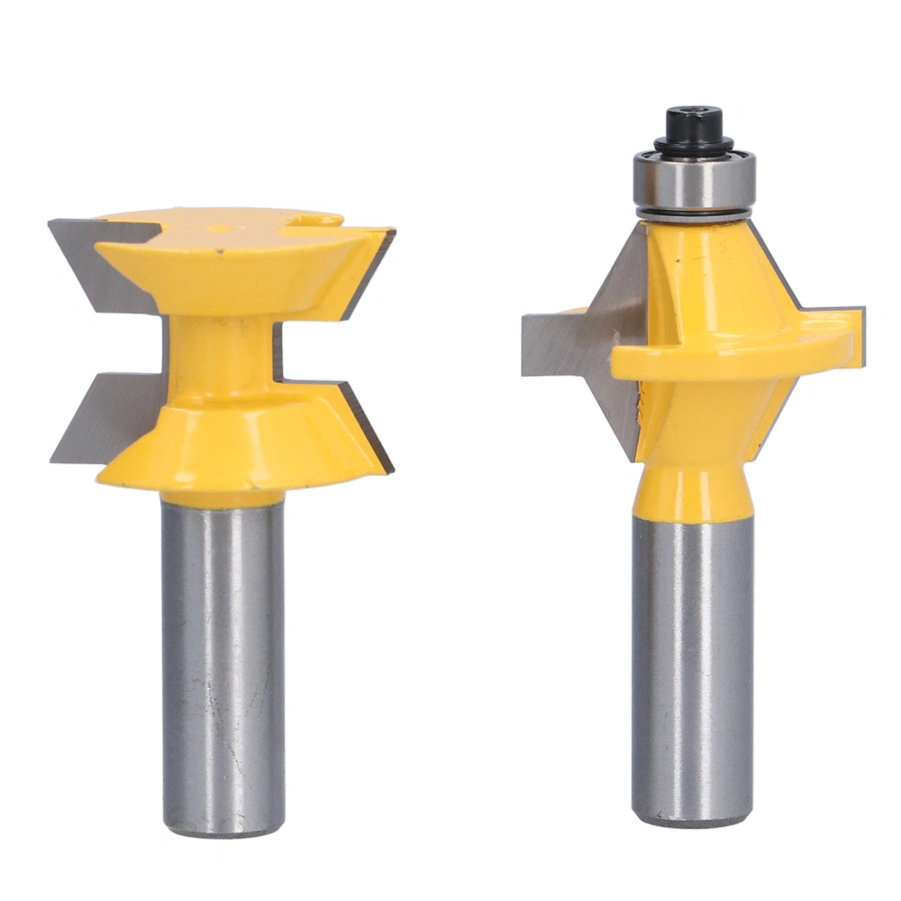 2Pcs 1/2in Shank Router Bit 120° Tongue and Groove Milling Cutter for Wood Panel Cabinet Box