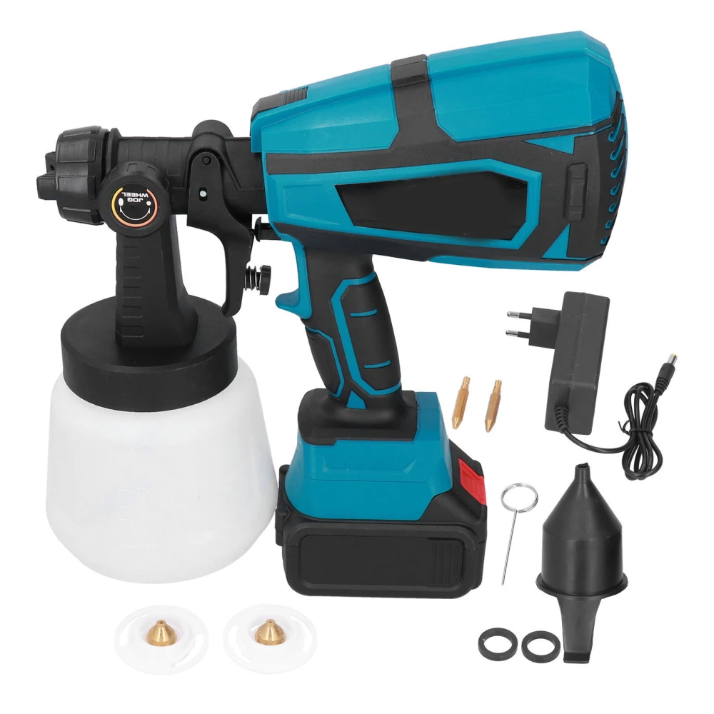 Cordless Paint Sprayer Gun Electric 21V Lithium Battery Rechargeable 1000ml EU Plug 200‑240V