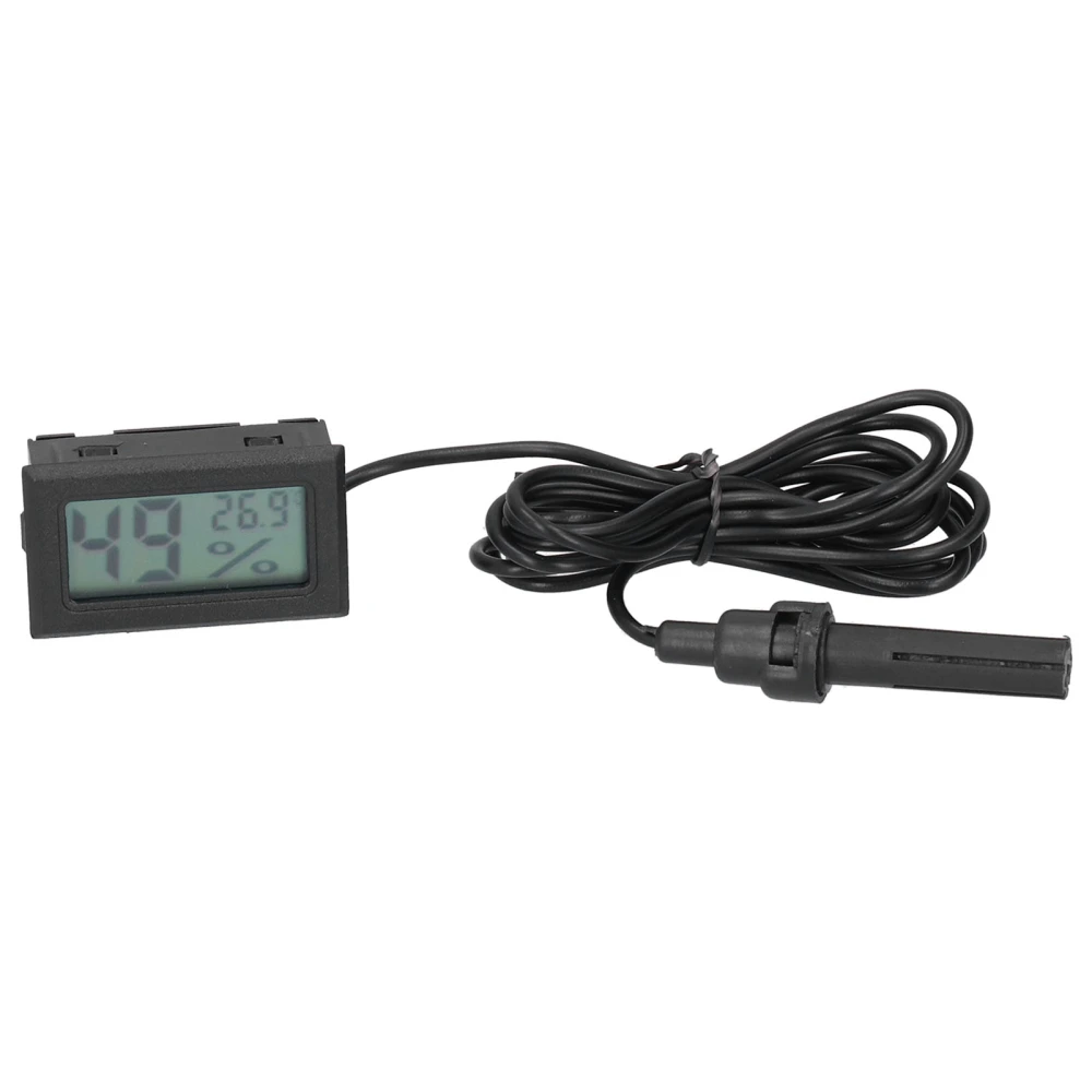 Temperature Humidity Gauge Meter Black Mini Indoor LCD Thermometer Hygrometer with Probe