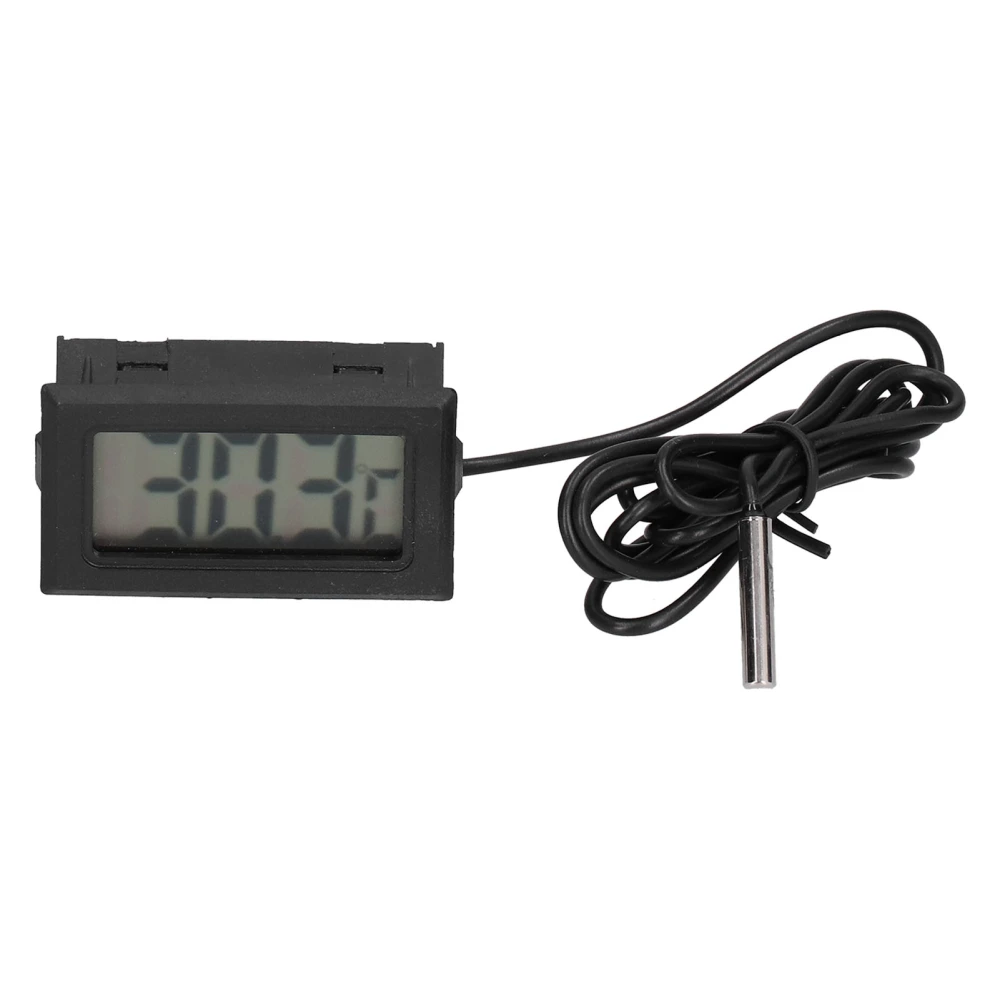 Digital Electronic Temperature Gauge Black ABS LCD Thermometer with External Probe