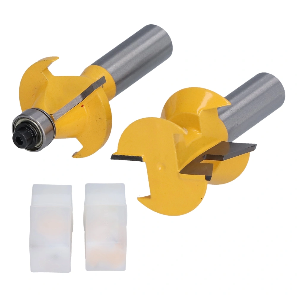 2Pcs Tongue Groove Router Bit 120° with Edge Banding Woodworking Chisel Cutter Tool 1/2in Shank