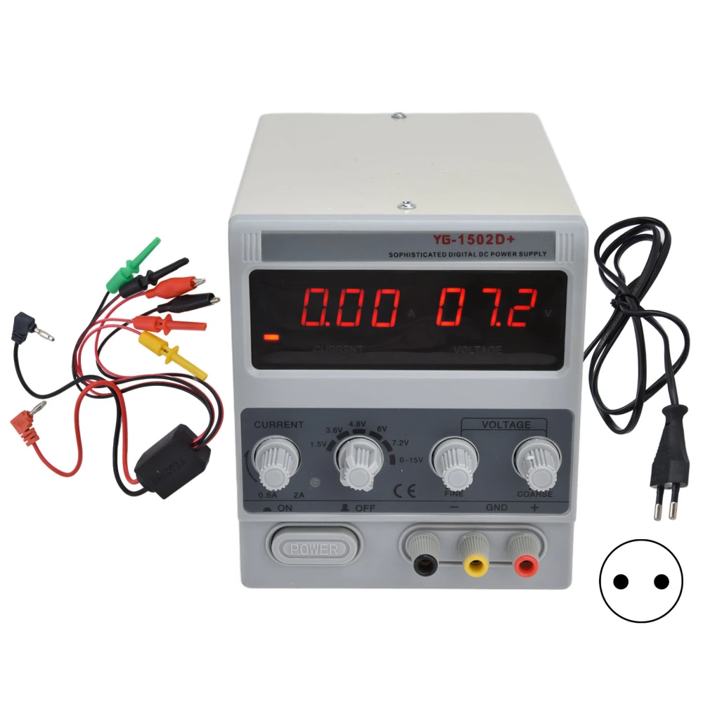 DC Power Supply 3 Digit Adjustable Switching Regulated Device for DIY Testing 15V 2A 1502D+