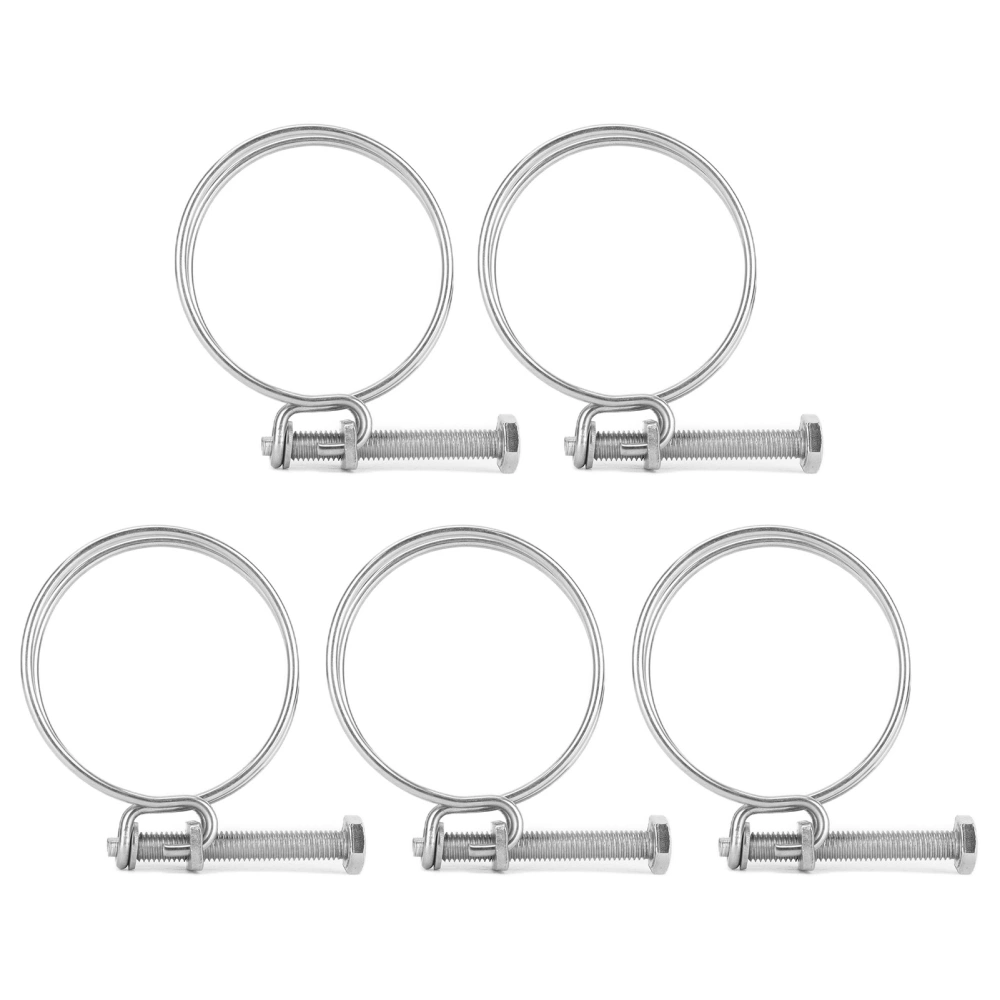 5PCS Double Wire Hose Clamp Adjustable Stainless Steel Wire Tube Clip for Industrial Domestic Use50-60mm