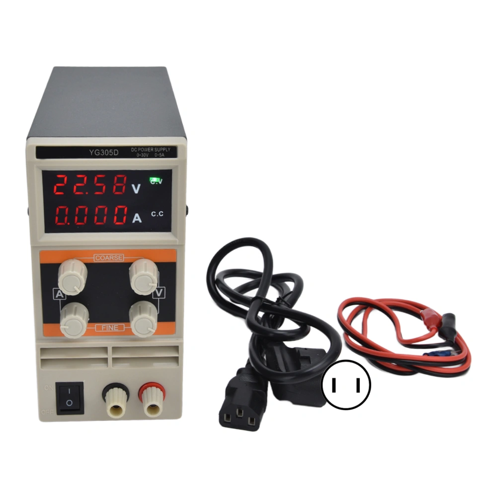 DC Power Supply Adjustable Digital Display 4 Digit Switching Style 30V 5A for Lab Bench 305DUS Plug 110V