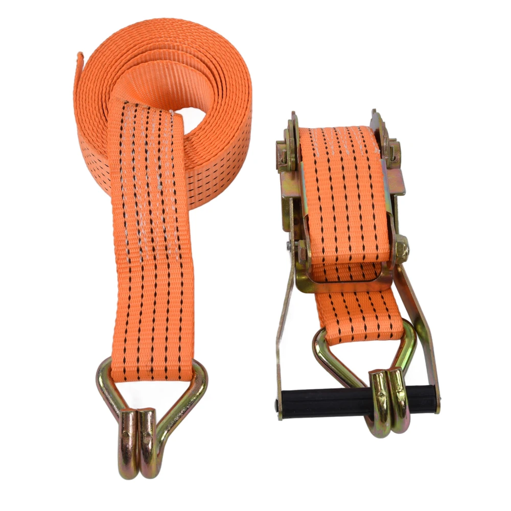 Ratchet Tie Down Strap 50mm Width Polyester with Double J Hook for Car Cargo Luggage8 Meter (26.2ft)