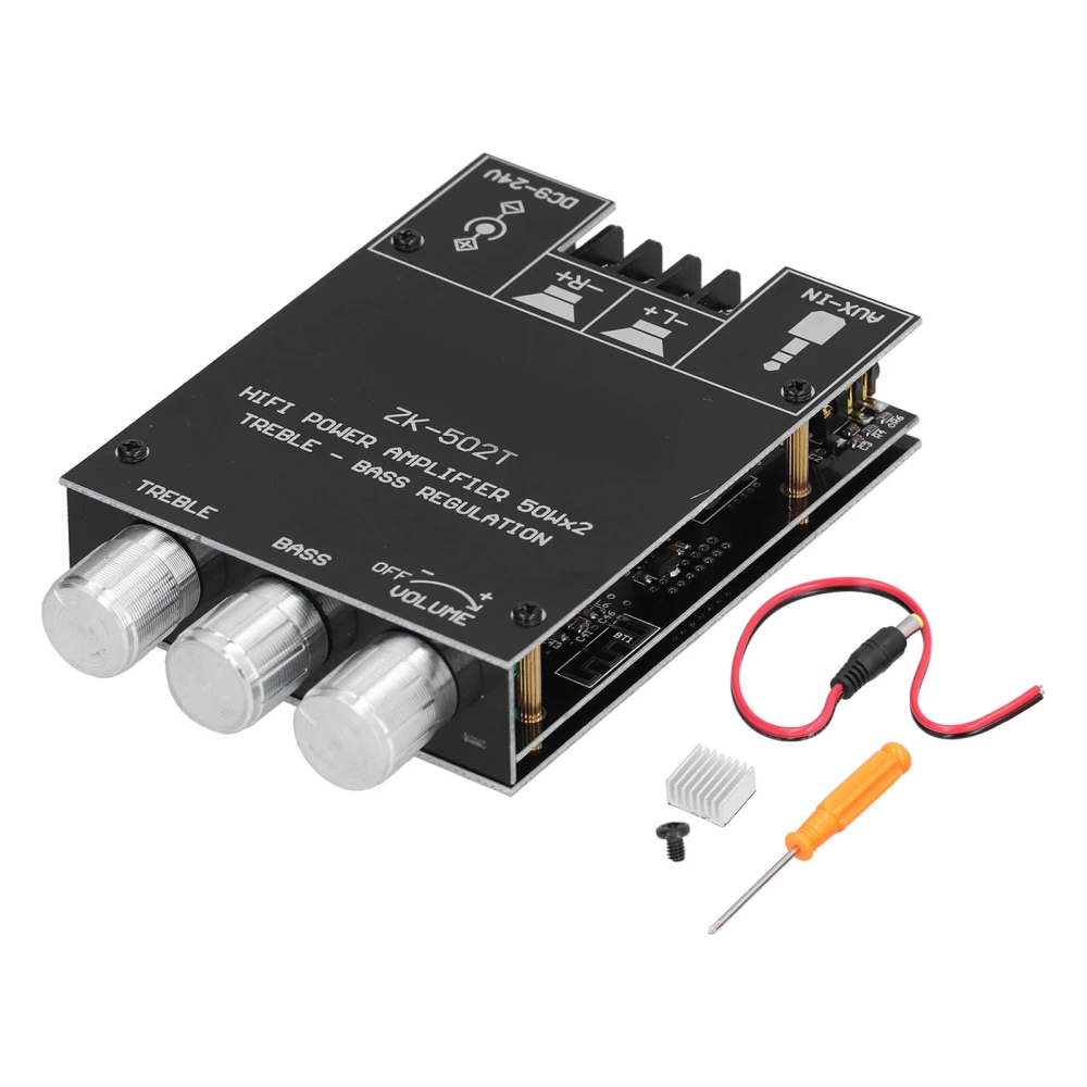 Power Amplifier Board Module Bluetooth Stereo Dual Channel AMP with Treble Bass Control ZK‑502T