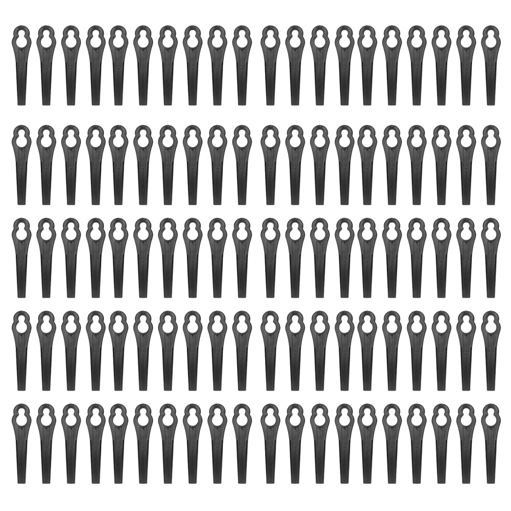 100Pcs Trimmer Plastic Blade Replacement for Garden Lawn Mower 80mm Length 11x7mm Hole DiameterBlack