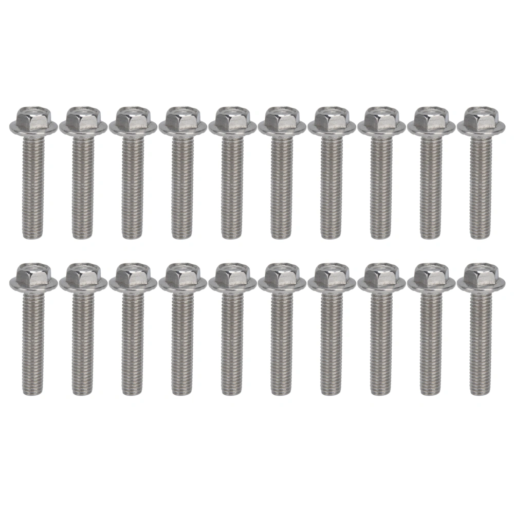 20Pcs M10x1.5 Screw Bolts A2‑70 Stainless Steel Flanged Hex Head Bolt with Gasket DIN6921M10x50