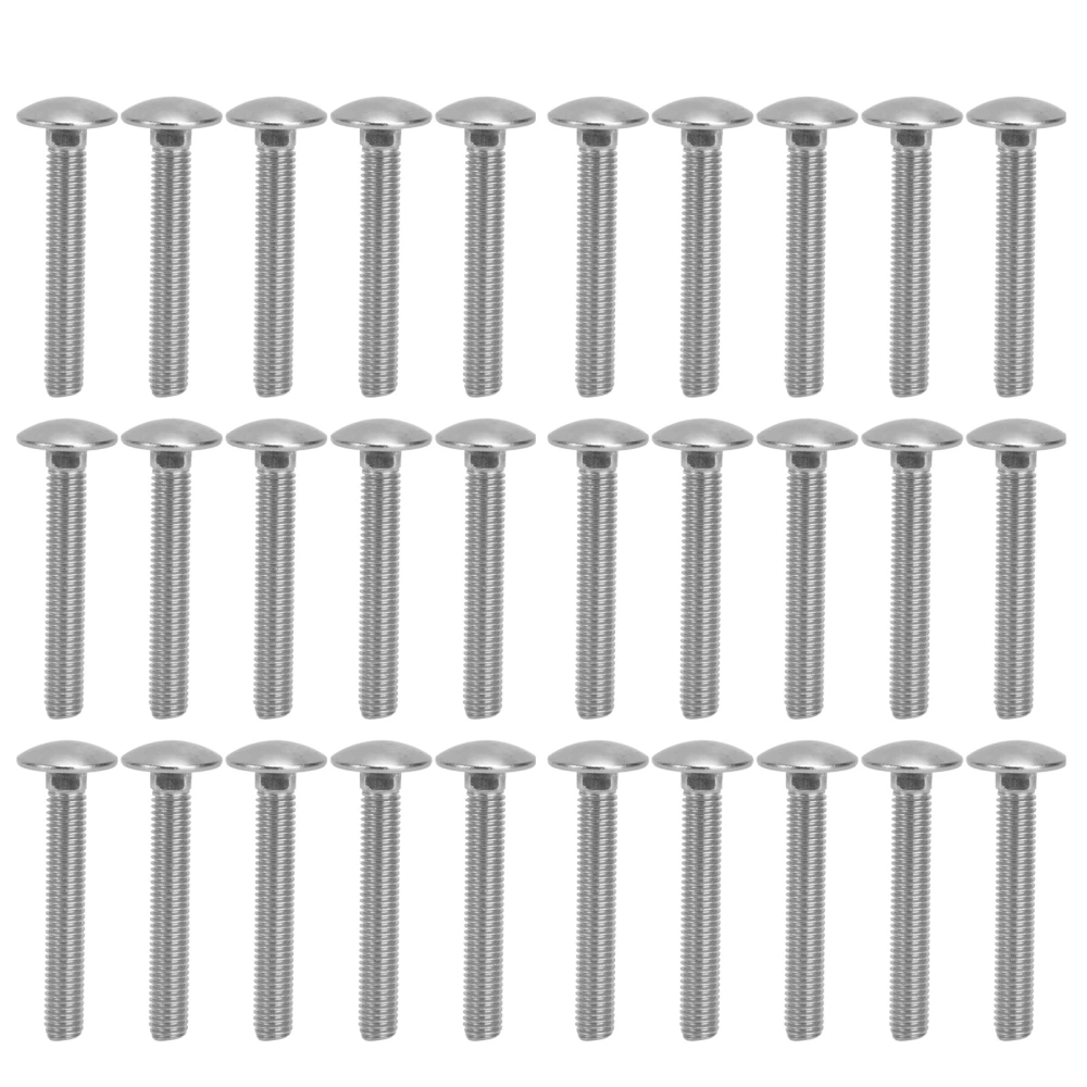 30Pcs M8x1.25 Screw Bolt A2 Stainless Steel Cup Square Coarse Thread Carriage Bolts DIN603M8x55