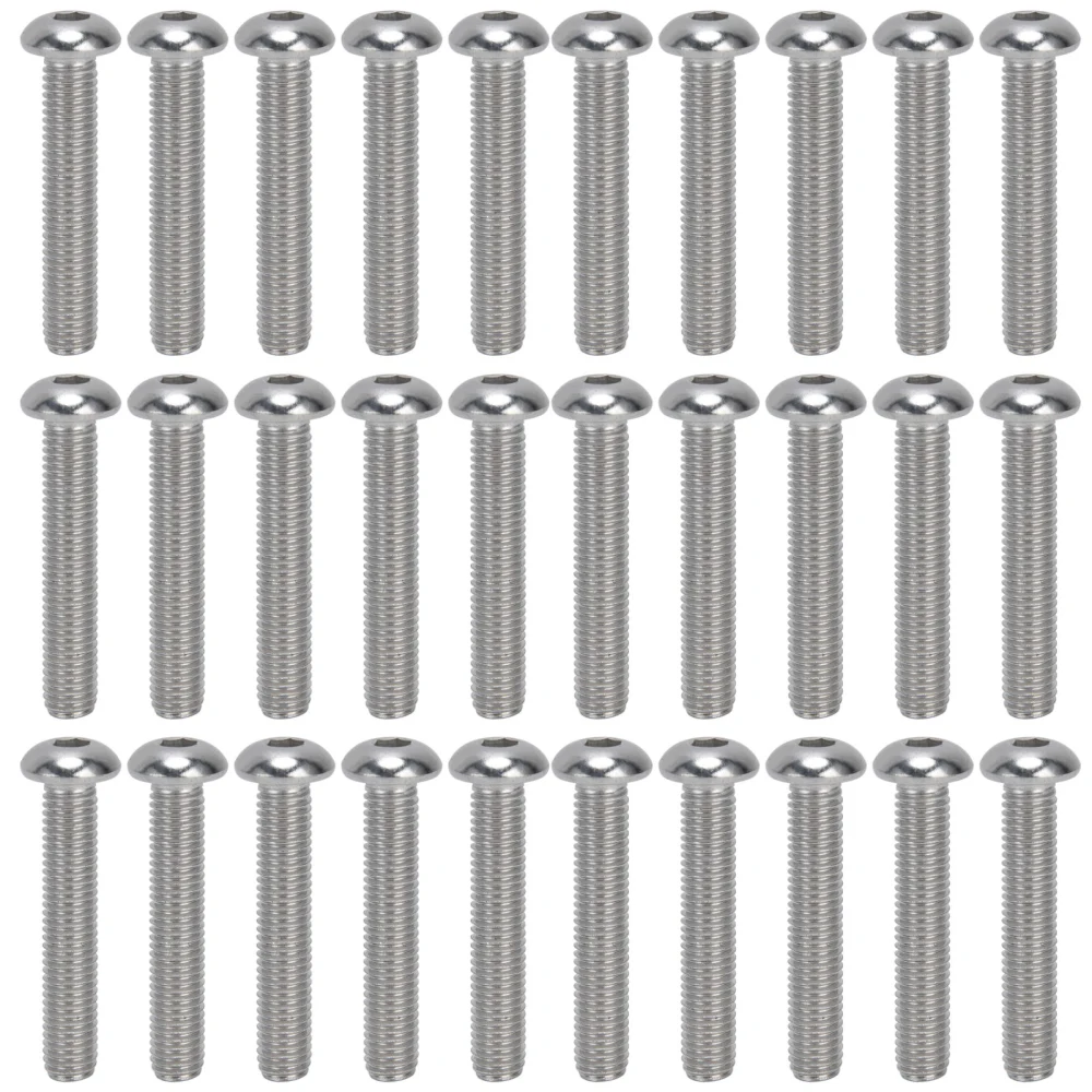 30Pcs Hex Socket Button Head Screw A2 Stainless Steel M10x1.5 Coarse Thread Set KitM10x55