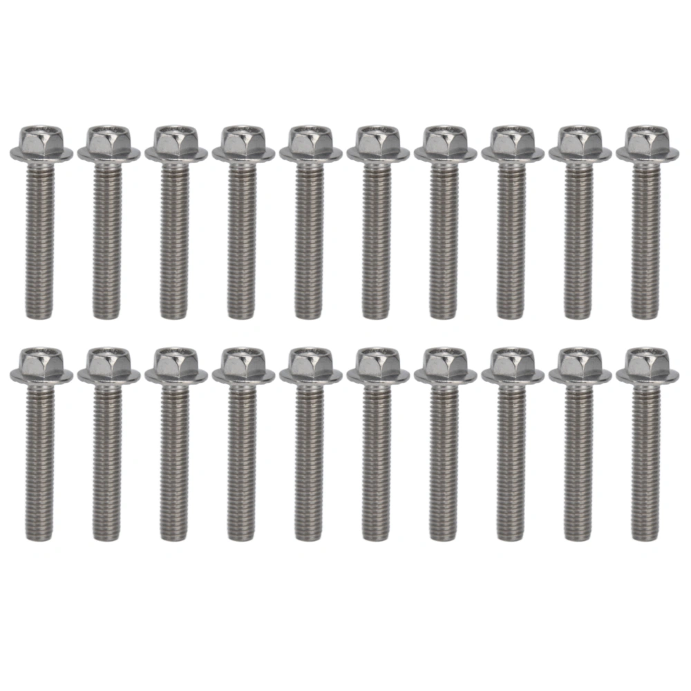 20Pcs M10x1.5 Screw Bolts A2‑70 Stainless Steel Flanged Hex Head Bolt with Gasket DIN6921M10x55