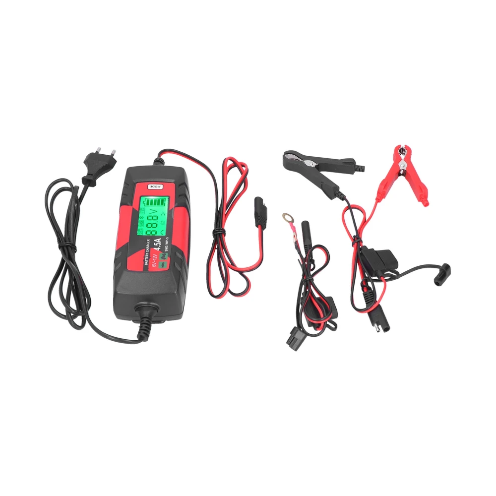 6V 12V Car Battery Charger Intelligent Automatic Batteries Maintainer with LCD Display SM3‑WP‑5EU Plug 220-240V