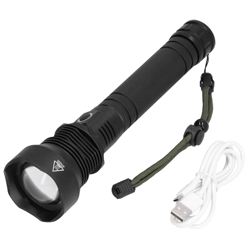 LED Flashlight USB Rechargeable Waterproof Zoomable Lighting Device with 3 Modes 3.7V‑4.2V 20W