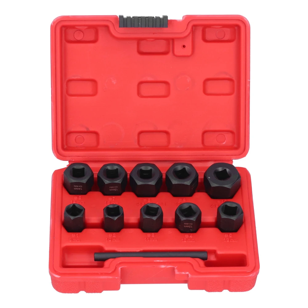 11Pcs Screw Extractor Broken Nut Remover Damaged Bolt Removal Removing Tool Socket Set Kit